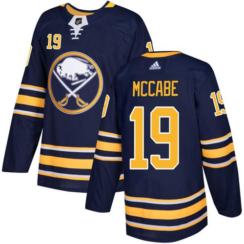 Men Adidas Buffalo Sabres #19 Jake McCabe Navy Blue Home Authentic Stitched NHL Jersey